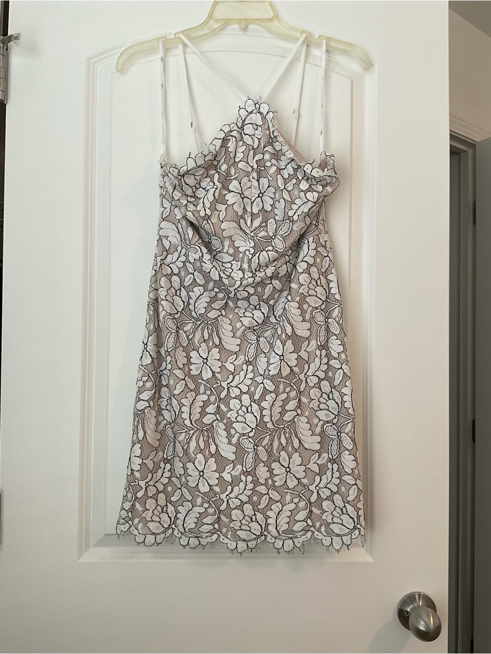 Floral Lace Slip Dress in Cream and Taupe